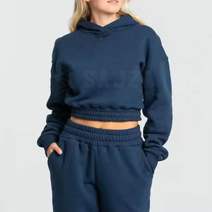 เสื้อฮู้ดเอวลอยสำหรับผู้หญิงเสื้อครอปมีสไตล์ - Product Image 1