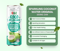 Bebida de Agua de Coco con Gas, Sabor Original, Lata de Aluminio 290ml 330ml, Paquete de 24, HALAL KOSHER VINUT, Importador Mayorista