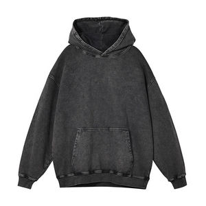 Sudaderas con capucha desgastadas lavadas con ácido con logotipo personalizado de servicio OEM para hombre, suministro directo de fábrica, sudaderas con capucha lavadas con ácido para hombre 2024 - Product Image 4