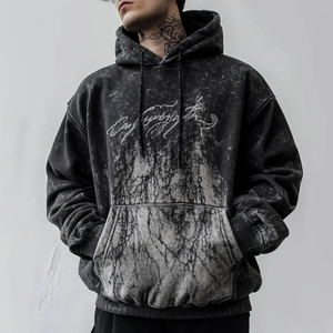 Sweat à capuche streetwear pour hommes avec logo personnalisé 100% coton confortable surdimensionné poids lourd lavage de pierre pull à capuche - Product Image 6