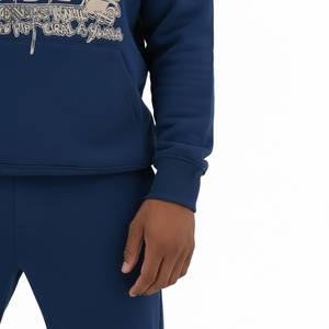 Ensemble survêtement de luxe pour homme en coton 100% uni avec poches à capuche, lavage à l'acide personnalisé, style décontracté, pour l'hiver - Product Image 3