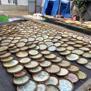 Luxury Design Round Shaped Mother of Pearl Inlay Serving <b>Trays</b> for Ramadan EID Decor Mubarak Islamic Table Decor - Product Image 5