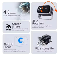Proyector LCD Portátil Android 11 4K 2000 Lúmenes 150 ANSI, 8GB, Cine en Casa, 40-150 Pulgadas, Enfoque Eléctrico, Corrección Trapezoidal Automática, 1 Año de Garantía