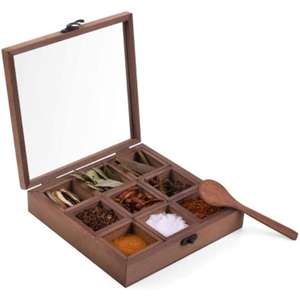 Boîte de rangement d'épices en bois de qualité supérieure Rangement élégant et élégant pour les essentiels culinaires Outils d'épices d'herbes de sel peu encombrants - Product Image 5