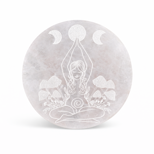 Placa de Carga de Selenita Pulida con Diseño de Luna, para Meditación, Limpieza Energética, Sanación, Decoración del Hogar, Espiritual, Portátil - Product Image 1