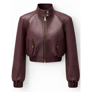 Cropped Leather <b>Jacket</b> Womens Moto Biker Black Faux Oversized Blazer Bomber Short Brown <b>White</b> Motorcycle Puffer Vest OEM - Product Image 3