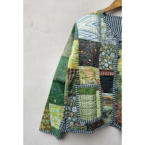 Handmade Vintage Organic Cotton Regular <b>Jacket</b> <b>Women</b> Breathable Quilted Stripe Decoration Soft Durable Winter Printed Techniques - Product Image 2