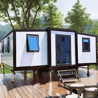 Villa préfabriquée prête à l'emploi en conteneur extensible 20 pieds 40 pieds, maisonnette en panneaux sandwich bois-acier, maison mobile moderne, bureau, bar