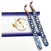 Cils personnalisés OEM professionnels de précision avec pointe en or rose, antistatiques, durables, écologiques, en acier inoxydable, avec logo personnalisé