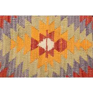 Alfombra Turca Vintage de Lana 4.9x7.5 pies (150x229 cm) con Diseño de Parches Naranjas y Base de Látex - Product Image 4