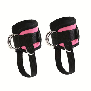 Tobilleras acolchadas de nailon de neopreno rosa, correa de tobillo para ejercicio de entrenamiento de gimnasio con anillo para máquinas de Cable de levantamiento de pesas - Product Image 3