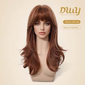 วิกผมสังเคราะห์แบบไม่ต้องใช้กาว Tanssy C-DWY ขนาด 22 นิ้ว ลอนยาว สีขิง  วิกผมไหมไบโอนิคเทคโนโลยีใหม่ ขนาด 22 นิ้ว ลอนยาว ไม่ต้องใช้กาว - Product Image 3