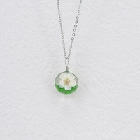 Collier de fleurs séchées véritables, fleurs naturelles pressées faites à la main avec verre épais, bijoux élégants pour femmes