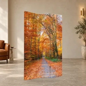 ฉากกั้นผ้าใบพับได้สองด้านลายเส้นทางฤดูใบไม้ร่วง - Product Image 3