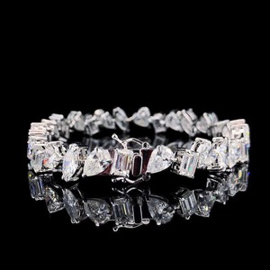 Pulsera de plata esterlina 925 con diamantes al por mayor para mujer pulsera de cadena fina y eslabones con forma geométrica de gota de agua de alta calidad - Product Image 4