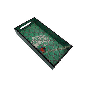 ถาดไม้สี่เหลี่ยมพร้อมที่จับสำหรับเสิร์ฟอาหารผลไม้ขนมกาแฟ - Product Image 1