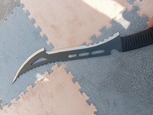 Couteau à lame noire dentelée de 24 pouces à pointe courbe avec manche gainé de cordon – Meilleure vente - Product Image 4