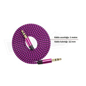 Câble audio tressé Diwu 3,5 mm mâle-mâle 1 m en cuivre pur rose - Product Image 3
