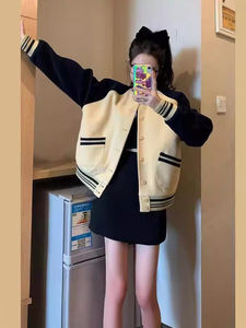 เสื้อแจ็กเก็ตขนแกะคอตั้งสำหรับทุกเพศเสื้อแจ็คเก็ตสไตล์ฮิปฮอปเสื้อสเวตเชิ้ตโจ๊กเกอร์ปรับแต่งได้สำหรับฤดูใบไม้ผลิฤดูใบไม้ร่วง - Product Image 6