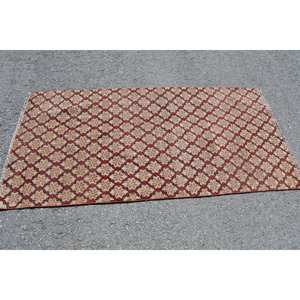 Alfombra de lana clásica Beige roja de 3x5 pies, hecha a mano, área grande, rectángulo turco, patrón de pasillo, diseño abstracto, alfombra de habitación de látex de 10mm - Product Image 3