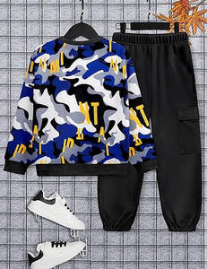 Conjunto de chándal de dos piezas de invierno para niños, Sudadera con capucha, pantalones para correr, poliéster, algodón, transpirable - Product Image 5