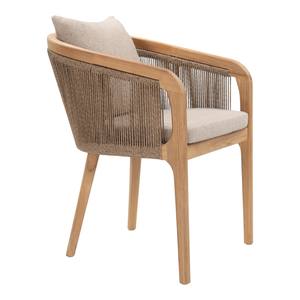 Silla de Comedor Moderna Nórdica de Madera de Teca Sólida con Respaldo de Cuerda Tejida, Sillón de Jardín para Exteriores con Cojín para Hotel y Restaurante - Product Image 5