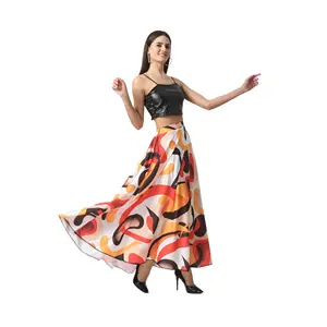 Top Fashion Women's Cashew Long Flare Skirt for Casual Outfitting Options for Sale from Indian Supplier