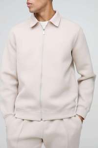 Mens Cream Collared Full-Zip Jacket and Matching Track <b>Pants</b> Tracksuit OEM ODM Wholesale Apparel - Product Image 2