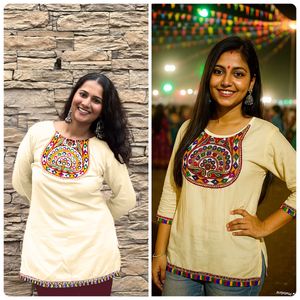 Rayonne lourde pour femme avec dentelle Gamthi et travail en miroir Readymade Kurta Model - Product Image 6