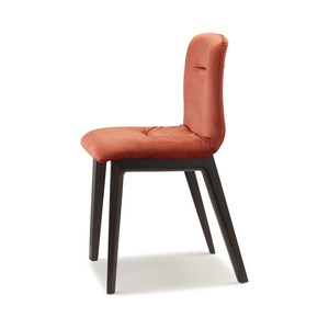 Upholstered Dining <b>Chair</b> with Beech Wood Legs, Fabric Padded <b>Shell</b>, for Restaurant Cafe Hotel, Made in Italy - Product Image 3