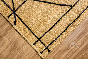 Alfombra de Yute Lavable Moderna y Personalizada Prithvi, Hecha a Mano, con Elementos Geométricos y Tonos Naturales para el Hogar - Product Image 3