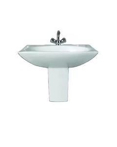 Lavabo de medio pedestal colgado en la pared para ahorro de espacio de artículos sanitarios de cerámica para lavabo de baño de Hotel con precio de juego de Semi Pedestal en China - Product Image 5