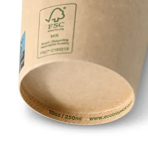Ø 90 mm 10Oz 250Ml Unbleached Single Wall Hot Drink Paper Cups Milk Tea Coffee Mugs - 1000 pcs/carton - Product Image 5