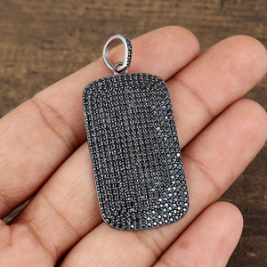 Collier pendentif Rectangle en argent Sterling 925 minimaliste à la mode avec pendentifs à breloque Mirco Pave CZ en pierre précieuse Zircon cubique - Product Image 3