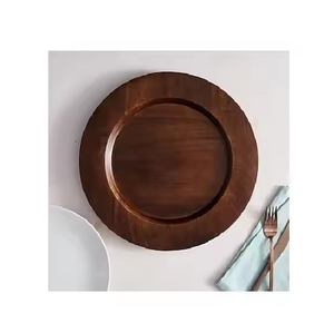 Platos para el hogar Hotel Juego de cena de madera de nogal Platos de madera redondos de artesanía creciente - Product Image 1