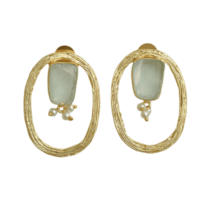 Pendientes de Latón al por Mayor, Diseño de Piedra Natural en Bruto, Acabado de Latón Antiguo, Pieza de Moda, Venta al por Mayor - Product Image 1