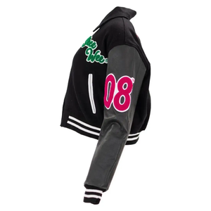 Veste bomber en cuir à manches longues pour femmes de haute qualité pour l'automne et l'hiver, veste de baseball universitaire personnalisée pour femmes - Product Image 3