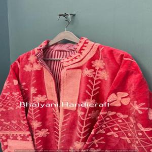 Veste en velours indien, longue veste d'hiver, cadeau pour elle, robe de chambre, robe de mariée, robe de velours, robe de maison velours prix inférieur - Product Image 2