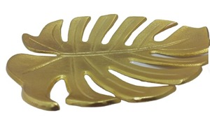 จานเสิร์ฟอะลูมิเนียมรูปทรงใบไม้เคลือบทองคำ MH Sons งานศิลปะตกแต่งสไตล์อาร์ตเดโค งานฝีมือโลหะคุณภาพสูง บรรจุภัณฑ์ชิ้นเดียวสำหรับโรงแรม - Product Image 3