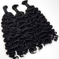 Cheveux humains bouclés en vrac, noir naturel, sans trame, boucles souples et rebondissantes pour tresses, tresses bohèmes, tresses sans nœuds