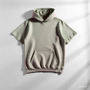 Man Hoodies and <b>sweatshirt</b> hoodies <b>short</b> <b>sleeve</b> knitted fabric custom hoodie logo and solid color - Product Image 3