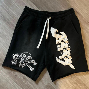 Personalizado francés 100% algodón para hombre Sun Faded ácido lavado cordón Puff estampado pantalones cortos de punto - Product Image 6