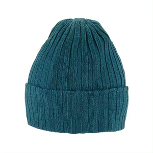 Unisex Teal Ribbed Knit Beanie Hat 100% Acrylic <b>Winter</b> Casual for Adults Harry Johnson Production - Product Image 3