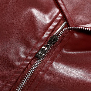 Chaqueta acolchada de cuero de alta calidad, ajustada y personalizada, cuello levantado, longitud regular con logotipo frontal para hombre, precio directo de fabricante OEM/ODM - Product Image 5