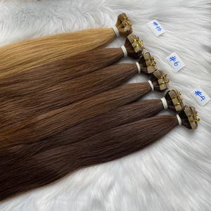 EXTENSIONES DE CABELLO HUMANO RUSO DONANTE CRUDO COLORES DE LUJO INS CINTA LARGA VENTA CALIENTE CUTÍCULA ALINEADA - Product Image 6