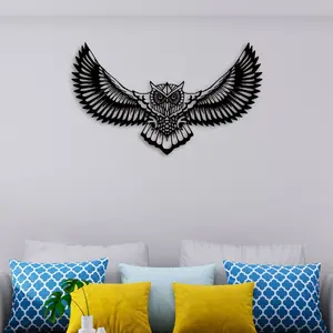 Art mural de la meilleure qualité avec un design de hibou volant avec finition enduite de poudre pour la décoration du salon - Product Image 5