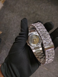 VVS1 blanc Moissanite diamant montre mécanique automatique Unique 39MM acier inoxydable pour adultes buste complet 39MM cadran en verre fenêtre - Product Image 3