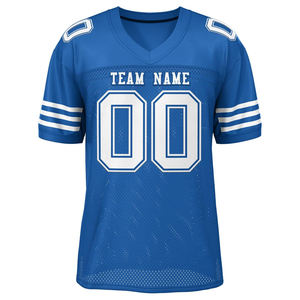 Maillots de football américain personnalisés Clubwear vêtements de sport OEM tissu de maille de polyester séchage rapide manches rayures sublimation Logo numéros - Product Image 5