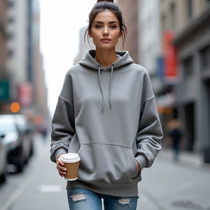 Oversize High Quality Women Hoodie Fleece Drop <b>Shoulder</b> Oversize Long Sleeve Pullover Hoodies Sweatshirts Ladies - Product Image 1