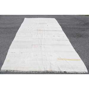 พรมขนาด 6.4x13.3 ฟุต, พรมวินเทจตุรกี, พรมลายทางสีขาวแดง - Product Image 1